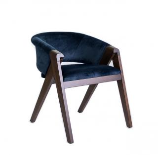 Scaun din lemn, tapitat in catifea bleumarin - QATAR