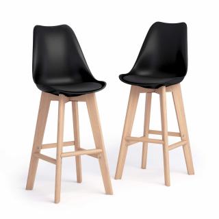 Set 2 scaune de bar din lemn, negre - GRETA