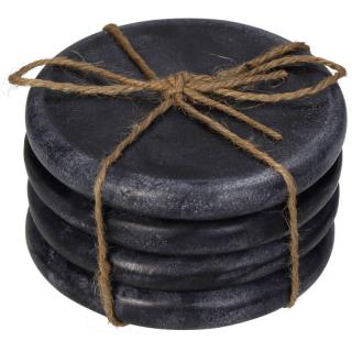 Suport de pahare negru, rotund, 10x10x4cm - COASTER O