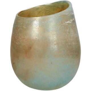 Vaza din sticla, ambrozie si turcoise, 23x18x18cm - CLASSY