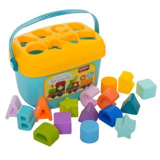Cutie sortator forme geometrice si litere Baby First Blocks, 16 piese, multicolor