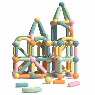 Joc educativ constructii magnetice Sticks Building, 61 piese, multicolor