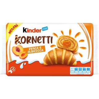 Croissant cu gem de piersici si caise, Kinder Kornetti, 6 x 42 g