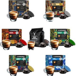 Kit degustare cafea, 106 de capsule compatibile Lavazza a Modo Mio, La Capsuleria