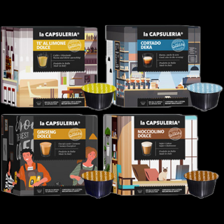 Kit degustare cafea cu arome, 96 de capsule compatibile Nescafe Dolce Gusto, La Capsuleria