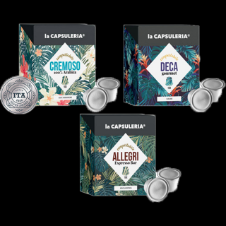 Kit degustarea cafea capsule biodegradabile, 30 de capsule compatibile Nespresso, La Capsuleria