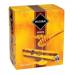 Set Stick-uri Plicuri miere poliflora pentru cafea si ceai, 50 buc x 15 g, Rioba