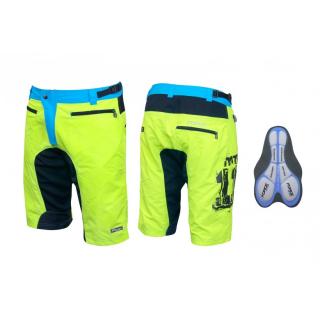 Pantaloni scurti Force MTB-11 bazon detasabil Galben Fluo Bleu Negru XS