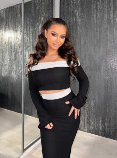 Compleu Elegance Black  White (Fusta Si Top)
