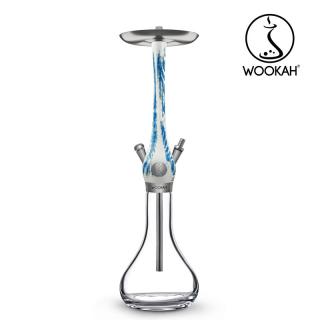 Narghilea WOOKAH din lemn, model Arctic Blue, Vas transparent