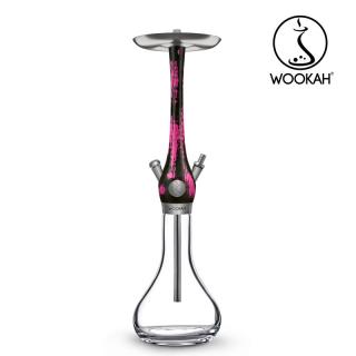 Narghilea WOOKAH din lemn, model Black Pink, Vas transparent