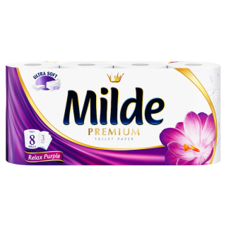 Hartie igienica parfumata Milde Relax Purple, 3 straturi, 8 role
