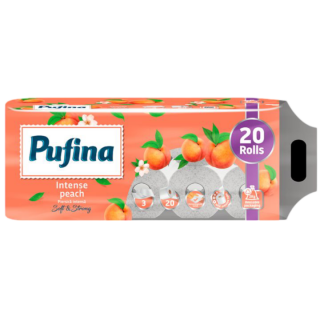 Hartie igienica Pufina Intense Piersica, 3 straturi, 20 role