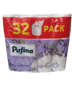 Hartie igienica Pufina Lavanda, 3 straturi, 32 role