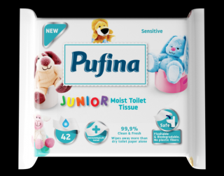 Hartie igienica umeda Pufina Junior, 42 bucati