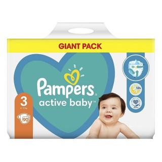 Scutece Pampers Active Baby Giant Pack, Marimea 3, 6-10 kg, 90 bucati