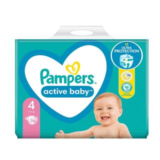 Scutece Pampers Active Baby Giant Pack, Marimea 4, 9-14 kg, 76 bucati
