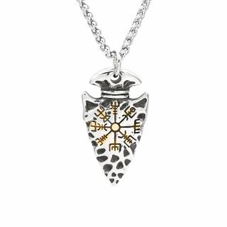 Lant inox cu pandantiv Viking Helm Of Awe varf sageata