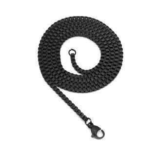 Lant inox negru pentru pandantiv si medalion, lungime 60 cm, grosime 3 mm