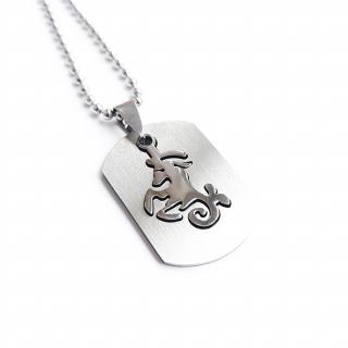 Lant inox US Army cu pandantiv Dog Tag tip placuta identificare zodia Capricorn