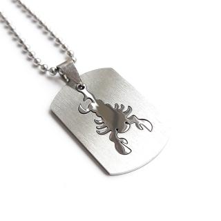 Lant inox US Army cu pandantiv Dog Tag tip placuta identificare zodia Scorpion