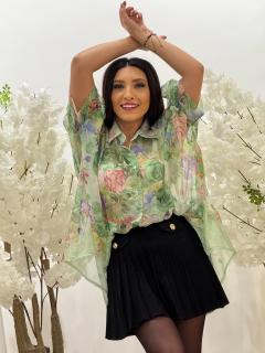 Bluza asimetrica cu floricele