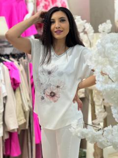 Bluza cu flori argintii
