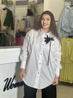 Camasa oversize cu floare neagra