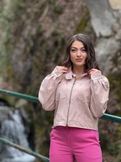Jacheta roz cu guler tunica