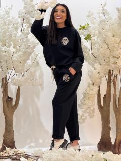 Pantaloni din bumbac cu elastic in talie