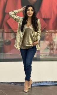 Pantaloni din jeans cu talie inalta