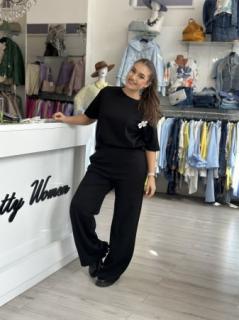 Pantaloni negrii din bumbac drepti