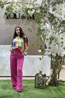 Pantaloni roz din bumbac