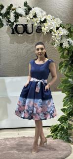 Rochie albastra cu imprimeu floral