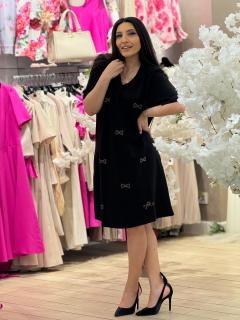 Rochie my luxe cu imprimeu fundite