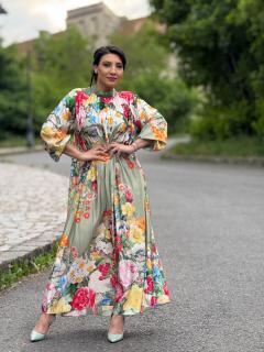 Rochie plisata cu imprimeu floricele
