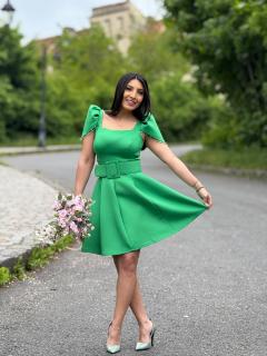 Rochie turcoaz cu detaliu la maneca