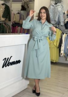 Rochie verde cu cordon in talie