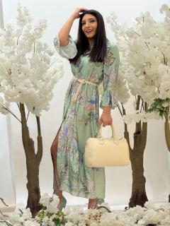 Rochie verde cu floricele