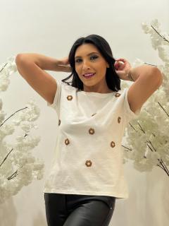 Tricou cu floricele maro