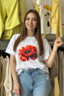 Tricou din bumbac cu imprimeu mac