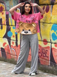 Tricou oversized cu print ursulet