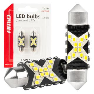 Bec LED CANBUS C5W Festoon 36mm, 12SMD 2016 Alb, 12V 24V