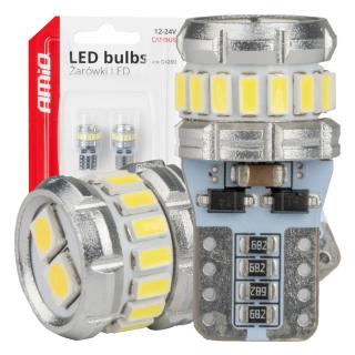 Bec LED CANBUS T10 W5W 16SMD (2SMD 3014 3030) Alb, 12V 24V