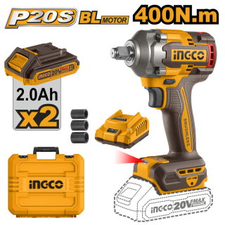 Cheie de Impact cu Acumulator, 400Nm, 20V, Brushless, 1 2,  ,  , pachet complet