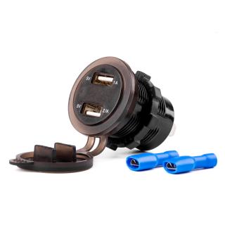 Incarcator Auto Incastrabil 12 24V, 2x USB, Voltmetru Digital, Impermeabil, MOD-06