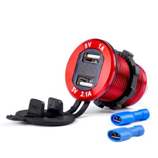 Incarcator Auto Incastrabil 12 24V, 2x USB, Voltmetru Digital, Impermeabil, MOD-11