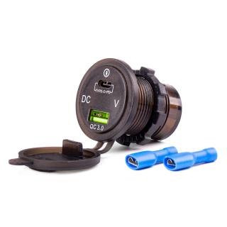 Incarcator Auto Incastrabil 12 24V, USB + USB-C, Voltmetru Digital, MOD-07