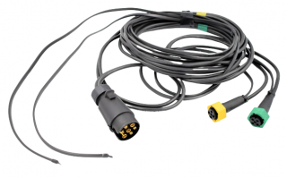 Instalatie electrica remorca cu stecher 7 pini, L 4.5m, 2 x mufa 5 pini baioneta, 2 x 2.5m cablu gabarite