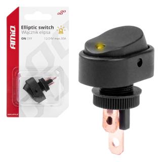 Intrerupator Auto Eliptic 12 24V max 30A, ON OFF, cu Lumina Galbena